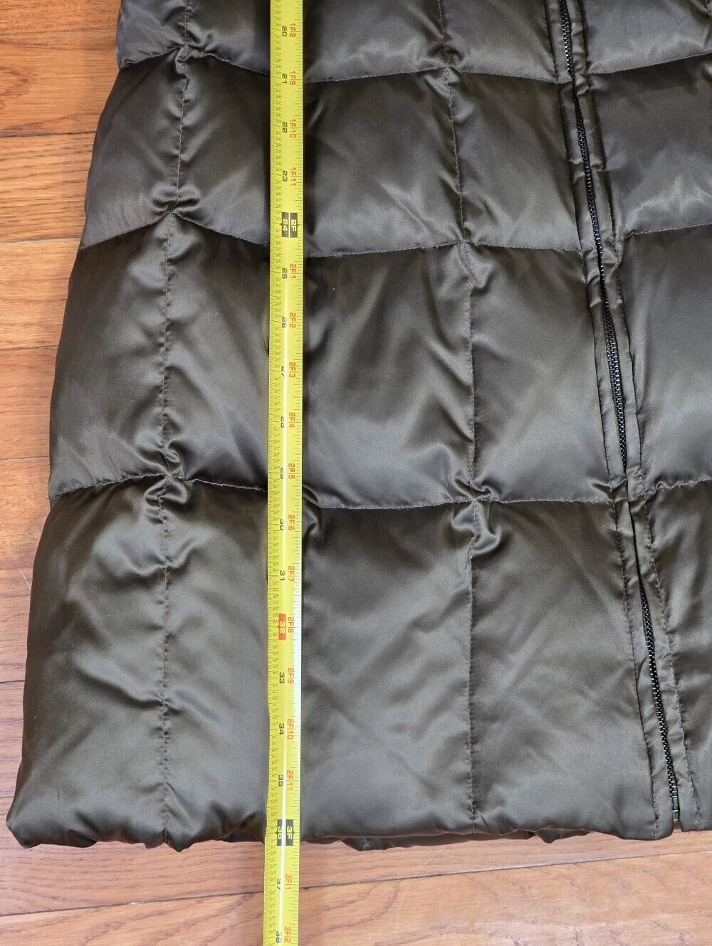 Andrew Marc Goose Down Long Puffer Coat Real Fur Hood Bronze Brown Sz. Small - Picture 14 of 15